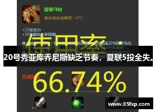 20号秀亚库乔尼斯缺乏节奏，夏联5投全失。